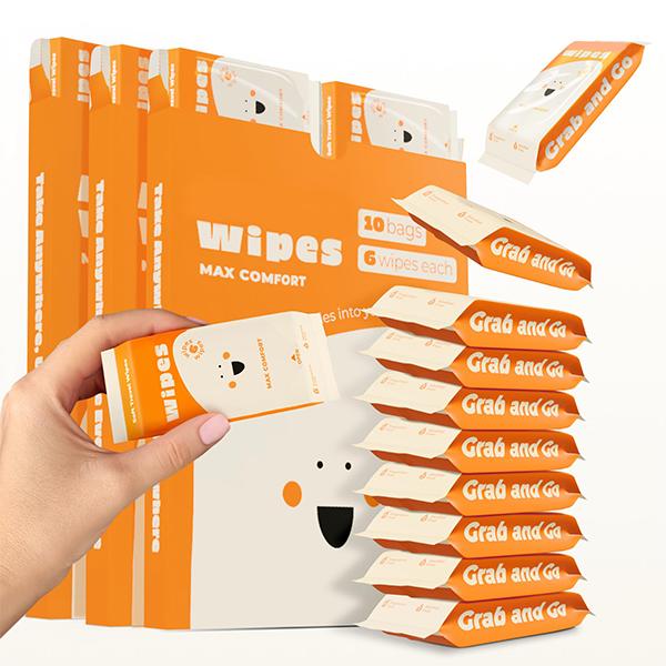 99% Water Biodegradable Wet Wipes Portable Mini Baby Wipes For Travel 60pcs 15*20cm 0