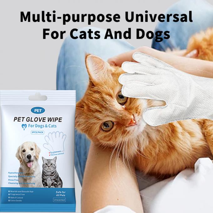 6pcs Non Toxic Lick Safe Dog Glove Wipes Portable Deodorizing Pet Glove Wipes 0