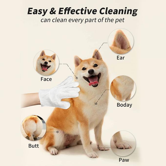 6pcs Non Toxic Lick Safe Dog Glove Wipes Portable Deodorizing Pet Glove Wipes 2